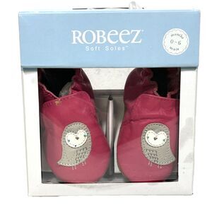 Robeez Soft Soles Bird Buddies Shoes Slippers Baby Size 0-6 mo Pink Owl Bird